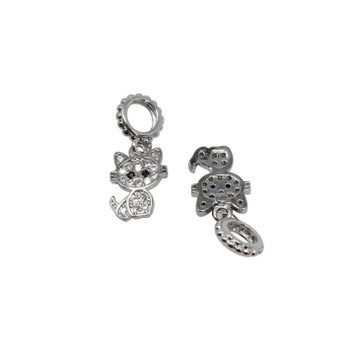 Rhodium Micro Pave Cat Charm