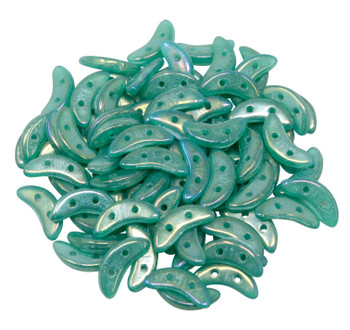 CzechMates® Crescent Beads -- Atlantis Green Luster Iris