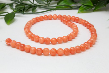 Mashan Jade Dyed Coral Polished 8mm Round