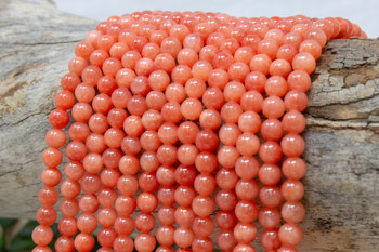 Mashan Jade Dyed Coral Polished 8mm Round