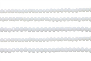 Glass Crystal Polished 3x4mm Faceted Rondelle - Opaque White