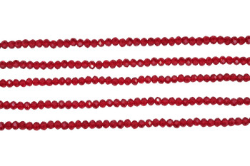 Glass Crystal Polished 3mm Faceted Rondelle - Transparent Dark Red