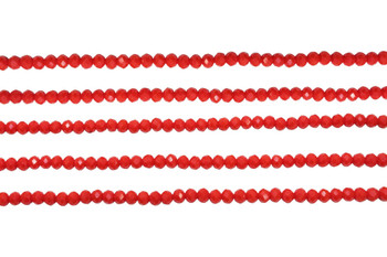 Glass Crystal Polished 3mm Faceted Rondelle - Opaque Red