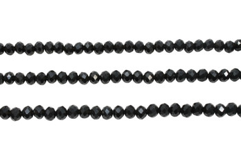 Glass Crystal Polished 5x6mm Faceted Rondelle - Opaque Black