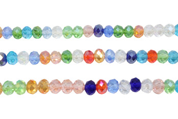 Glass Crystal Polished 6x8mm Faceted Rondel - Transparent Multi Color