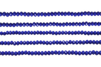 Glass Crystal Polished 3x4mm Faceted Rondelle - Opaque Royal Blue