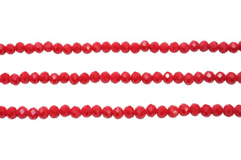 Glass Crystal Polished 5x5.5mm Faceted Rondelle - Opaque Dark Red