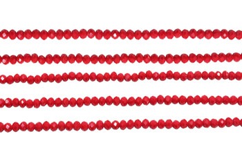 Glass Crystal Polished 3x4mm Faceted Rondelle - Opaque Dark Red