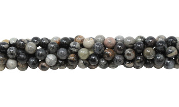 Black Silver Leaf Jasper Polished 6mm Round