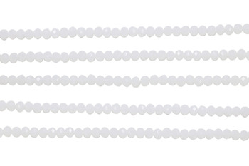 Glass Crystal Polished 3x4mm Faceted Rondelle - Milky White Satin AB