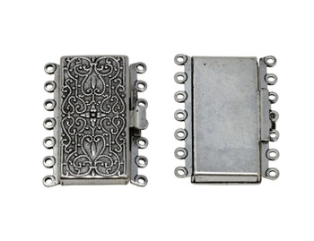 Silver Plated 7 Strand Box Clasp