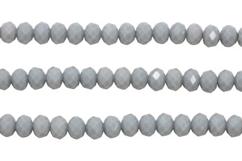 Glass Crystal Polished 6x8mm Faceted Rondelle - Opaque Light Grey
