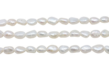 Freshwater Pearls 7-9mm Long Drilled Nugget Ivory/White