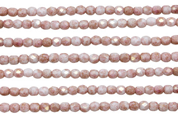 Fire Polish 4mm Faceted Round - Luster - Opaque Topaz/Pink