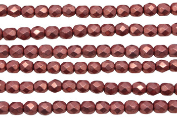 Fire Polish 6mm Faceted Round - Sueded Gold Lantana