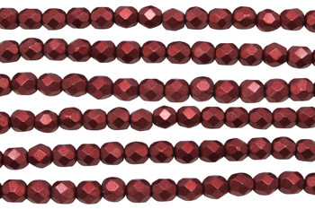 Fire Polish 6mm Faceted Round - Metallic Merlot