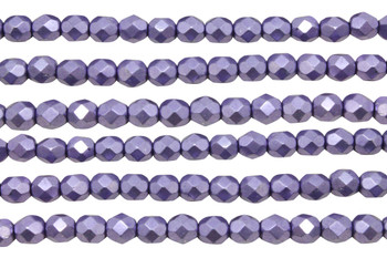 Fire Polish 6mm Faceted Round - Metallic Crocus Petal