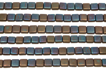 CzechMates® 6mm 2 Hole Tile -- Oxidized Bronze Clay