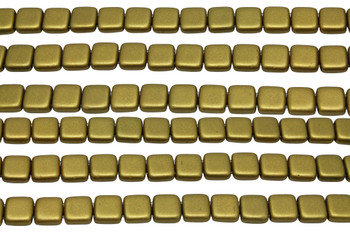 CzechMates® 6mm 2 Hole Tile -- Matte Metallic Aztec Gold