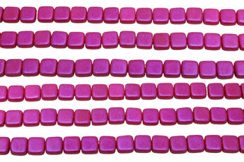 CzechMates® 6mm 2 Hole Tile -- Opalescent Neon Pink