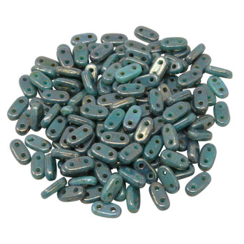 CzechMates® 2 Hole Bar Beads -- Bronze Picasso Turquoise