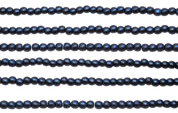 Czech Glass 2mm Round -- Metallic Suede Dark Blue