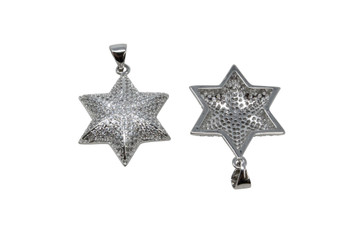 Silver Micro Pave 20x22mm Cushion Star Pendant