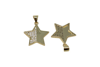 Gold Micro Pave 18mm Star Charm