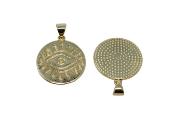 Gold Evil Eye 18mm Plated Disc Charm