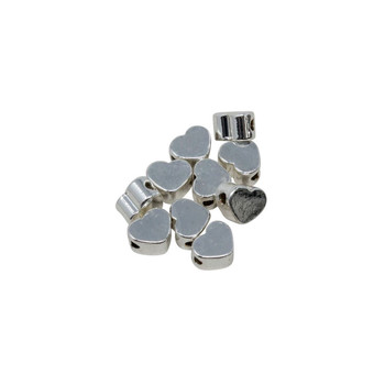 Sterling Silver Plated 5x3mm Heart Bead - Package of 10 - Anti Tarnish