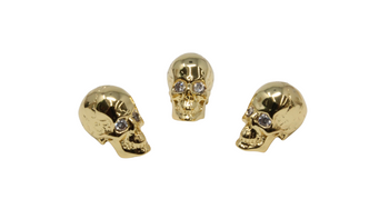 Gold Skull Bead CZ Eyes