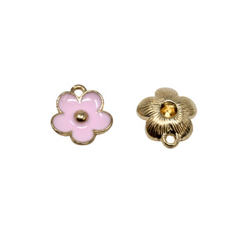 Pink 11mm Enamel Flower Charm