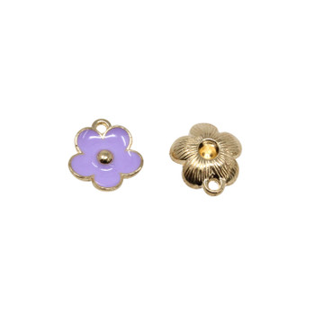 Purple 11mm Enamel Flower Charm