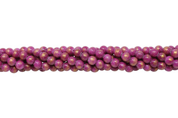 Dyed Jade Gold Foil Polished 6mm Round - Pink