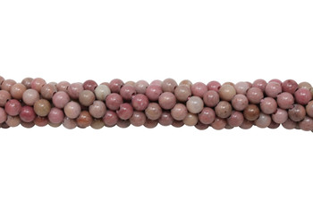 Natural Rhodonite Polished 6mm Round - 2mm Large Hole