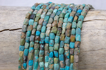 Chinese Turquoise Matte 4x5-7mm Faceted Tube