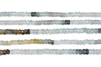 Moss Aquamarine Banded 3-4mm Faceted Rondelle