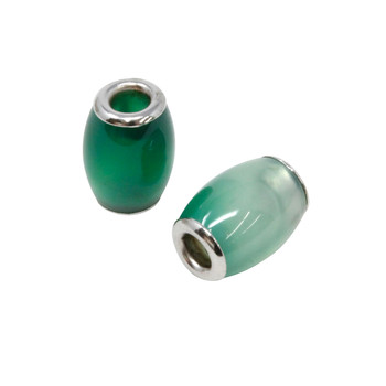 Green Agate Polished Large Hole Bead