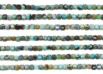 Natural Turquoise Polished 2mm Faceted Cube