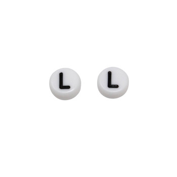 Acrylic White and Black Alphabet Bead - L