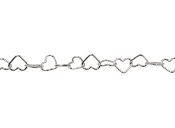 Sterling Silver 5.3mm Heart Chain - Sold By 6 Inches