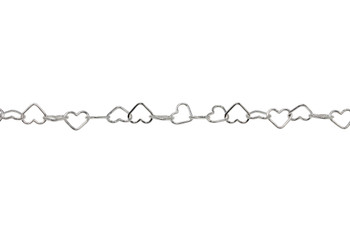 Sterling Silver 5.3mm Heart Chain - Sold By 6 Inches