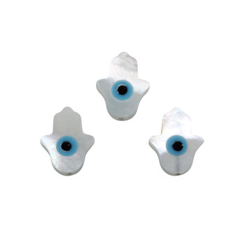 Mother of Pearl 10x8mm Evil Eye Hamsa Bead