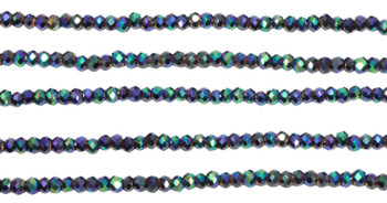 Glass Crystal Polished 1.5x2mm Faceted Rondel - Turquoise / Purple Iris