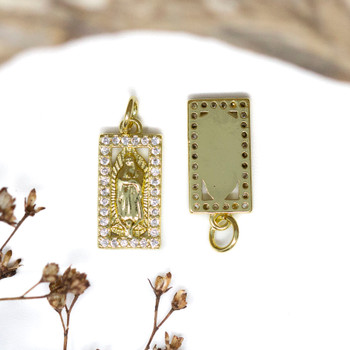 Gold Plated Micro Pave 7x12mm Our Lady Charm