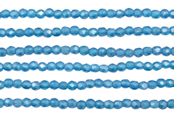 Fire Polish 2mm Faceted Round - Flash Pearl Capri Blue