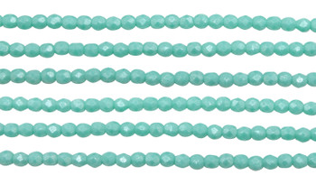 Fire Polish 2mm Faceted Round - Flash Pearl Turquoise