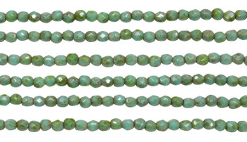 Fire Polish 2mm Faceted Round - Turquoise Picasso