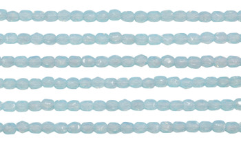 Fire Polish 3mm Faceted Round - Milky Aquamarine