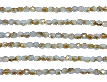 Fire Polish 3mm Faceted Round - Milky Aqua Celsian